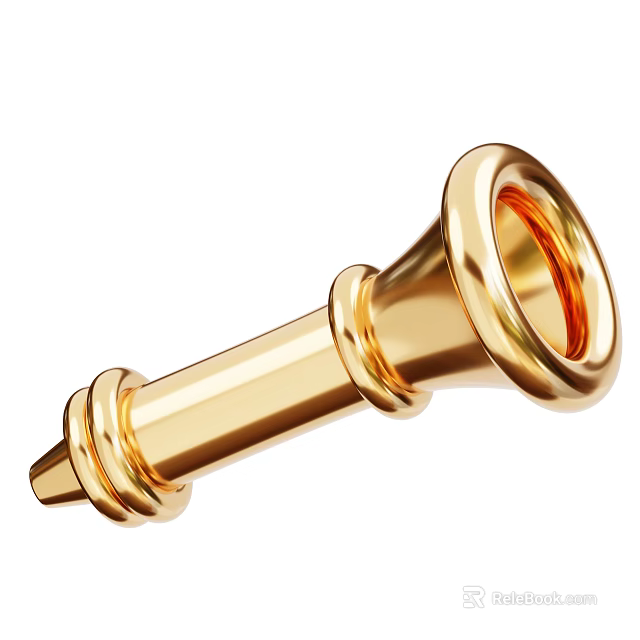 High Quality Golden Brass Musical Instrument Mouthpiece Accessory with Shiny Surface 3d model 