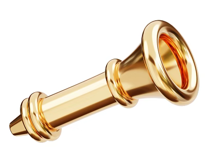 High Quality Golden Brass Musical Instrument Mouthpiece Accessory with Shiny Surface 3d model