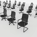 Multiple Black Office Chairs With Various Styles For Modern Office Spaces 3d model