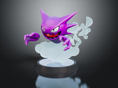 Purple Ghost Like Creature With White Smoke And Glowing Black Base 3d model