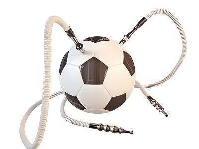 Soccer Ball Shaped Decorative Ornament Set With White Hoses And Metal Connectors 3d model