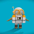 Cartoon Astronaut Character In Space Suit With Blue Background For Games And Movies