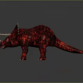 Detailed Red Triceratops Dinosaur 3D Render With Horns Spikes And Scaly Skin