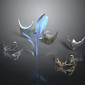 Household Decorative Metal Crowns With Various Styles And Blue Feather Structure