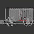 Vintage Prison Wagon With Metal Bars Enclosure Large Spoked Wheels And Metal Roof