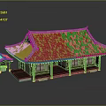 Oriental Traditional Architecture With Tile Roof Wooden Structure And Small Pavilion