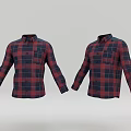 Red And Black Plaid Long Sleeve Collared Shirts With Classic Casual Design