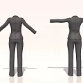 Black Business Suit Set With Jacket Pants And Buttoned Shirt Displayed In Open Arm Pose