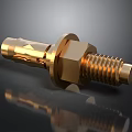 Golden Hexagonal Head Bolt With Threaded Shaft As Industrial Mechanical Equipment Part