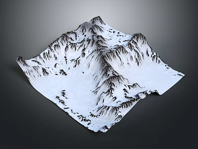 Snow Covered Mountain Range With Textured Peaks And White Snow Natural Landscape 3d model