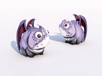 Modern game character cute cartoon dragon ornaments 3d model