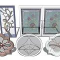 Decorative Stained Glass Windows With Various Designs And Floral Patterns 3d model