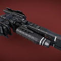 Detailed Sci Fi Black Spaceship Design Featuring Structural Parts On Red Background 3d model