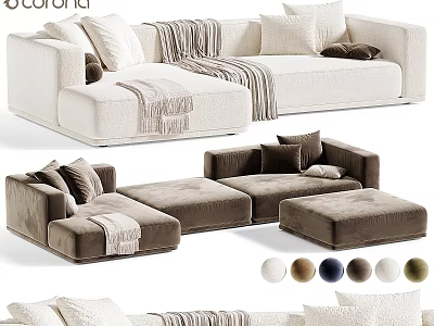 Modern Sectional Sofa with Plush Cushions Soft Throws and Multiple Color Options 3d model