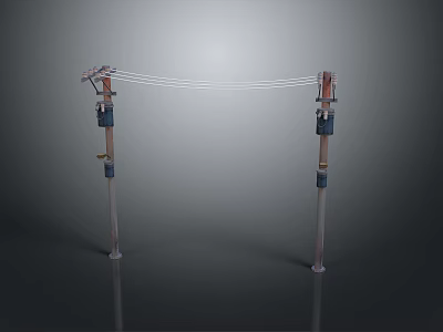 Functional Indoor Outdoor Clothes Drying Stand With Sturdy Posts And Ropes 3d model
