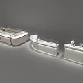 Elegant Jewelry Store Display Counters In Various Shapes With White Glass Cases And Lighting