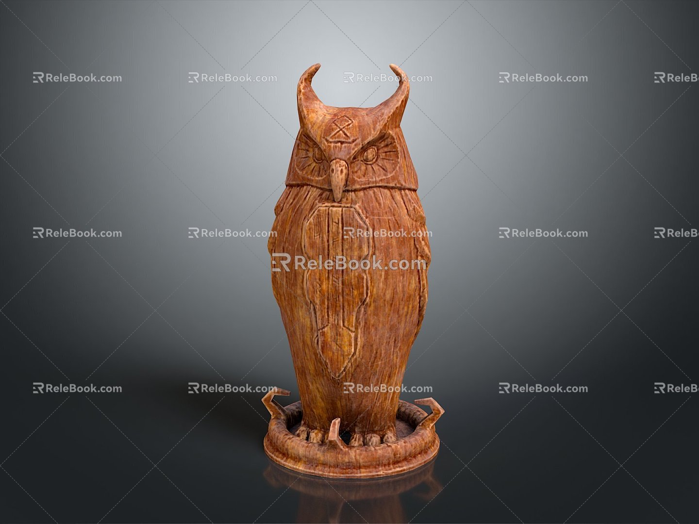 Owl grimace owl long-eared owl wulin owl monkey face owl carved owl 3d model