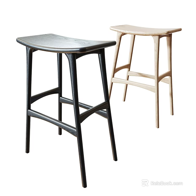 Modern Bar Stools with Curved Seats and Contrasting Colors for Home Bar and Kitchen Counter 3d model 