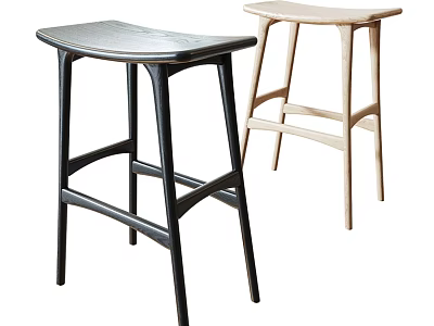 Modern Bar Stools with Curved Seats and Contrasting Colors for Home Bar and Kitchen Counter 3d model