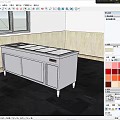 Cafeteria Stainless Steel Food Serving Counter With Multiple Compartments And Cabinets