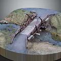Wooden Bridge Over Small Stream In Natural Setting With Grass And Dirt Path