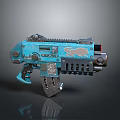 Blue Sci Fi Mechanical Weapon With Textured Design And Details 3d model