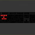 Full Size Black Mechanical Gaming Keyboard with Red Backlit Keycaps and Professional Design