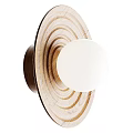 Modern Wooden Wall Lamp with Concentric Circle Design and White Lampshade for Interior Decoration