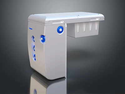Modern White Electrical Device With Blue Indicator Lights And Storage Compartment 3d model