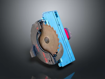 Blue Circular Saw With Sharp Metal Blade And Red Control For Professional Cutting Tasks 3d model