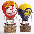 Amusement Balloon Rides With Colorful Hot Air Balloons Dragon Pattern Number 28 And Wicker Baskets