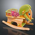 Wooden Elephant Shaped Children's Rocking Chair With Pink Patterned Cushion
