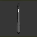 Silver Torpedo Like Object With Smooth Surface And Black Components On Dark Background 3d model