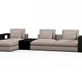 Modern Light Gray Fabric Sectional Sofa Set With Black Armrests And Comfortable Cushions 3d model
