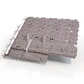 Gray Modular Architectural Panel Structure With Regular Holes And Striped Design