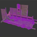 Traditional Architectural Structural Components With Wooden Frame Stone Floor And Curved Beams