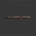 3D Model Battle Axe Equipment With Wooden Handle Red Wheel And Horn Shaped Design