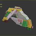 Building Blocks Mechanical Model Design With Yellow Green White Components And Gray Mechanical Parts