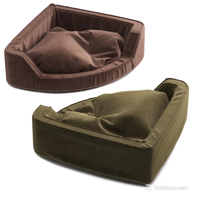 Soft Velvet Decorative Ornament Set with Brown and Olive Green for Interior Decor 3d model 
