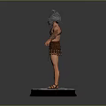Ancient Warrior 3D Model With Traditional Armor Helmet And Muscular Build Standing On Circular Pedestal