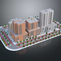 Cartoon City Scene With Colorful Multi Story Buildings Roads And Trees