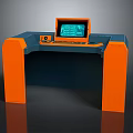 Industrial Control Equipment With Orange Stands Blue Main Body And Display Screen