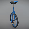 Blue Modern Unicycle with Black and Blue Seat and Sturdy Black Wheel