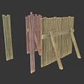 Wooden Garden Fence Made Of Planks With Support Legs For Outdoor Decor
