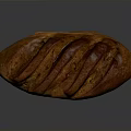 Freshly Baked Golden Brown Striped Bread With Crusty Exterior On Dark Background