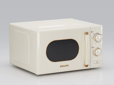 Cream Colored Philips Microwave Oven With Retro Control Knobs And Glass Window For Modern Kitchen 3d model