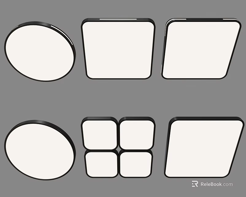 Modern Ceiling Lights With Round Square And Four Panel Designs 3d model