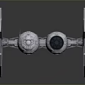 3D Rendered TIE Fighter Model With Black White Triangular Wings And Cockpit