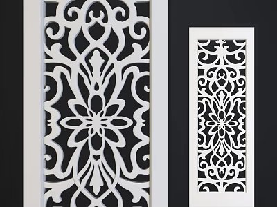 Ornate Room Divider With Intricate Floral Patterns And White Black Design 3d model