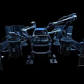 Smart Machines In Industrial Assembly Line With Robotic Arms And Automated Manufacturing